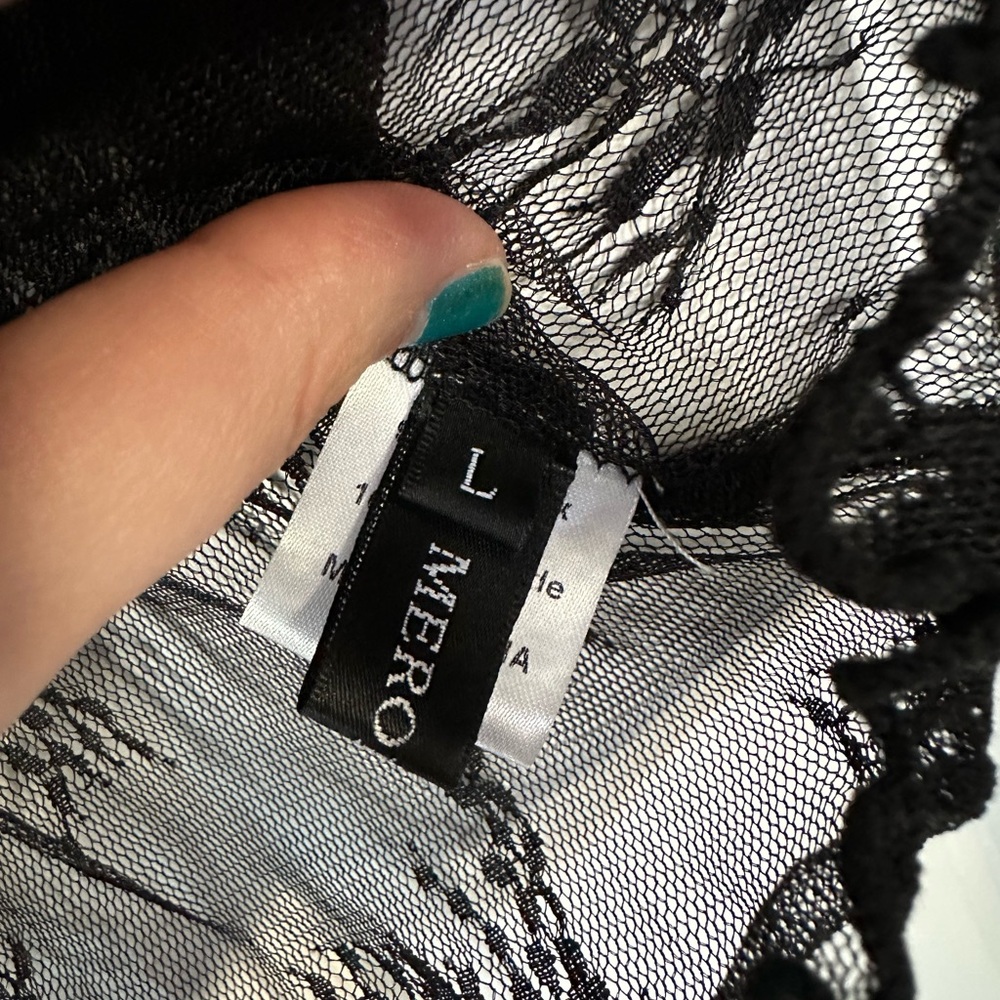 Chic Sheer Black Lace Blouse - Picture 4 of 10